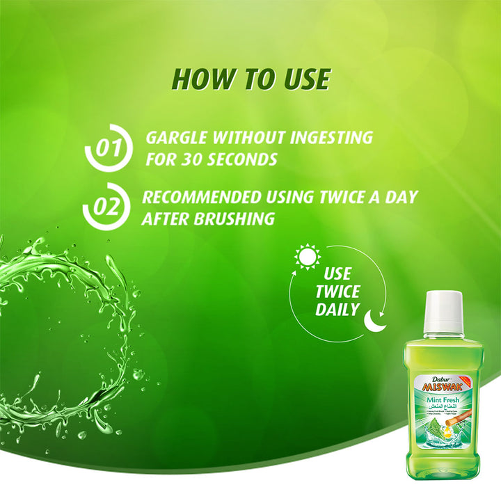 Dabur Miswak Mint Fresh Mouthwash 250 mL - Easy Pharmacy LLC