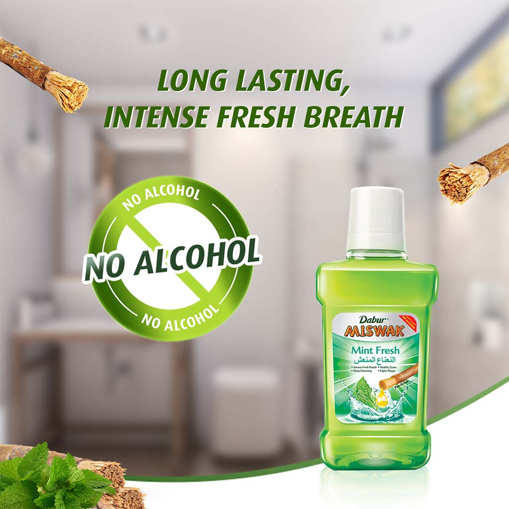 Dabur Miswak Mint Fresh Mouthwash 250 mL - Easy Pharmacy LLC