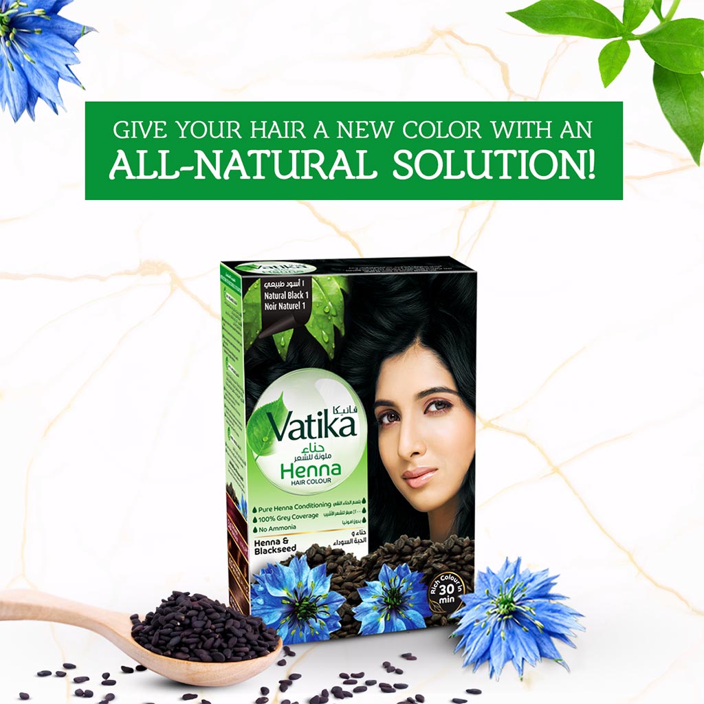 Dabur Vatika Henna Hair Color Natural Black 1 10g - Easy Pharmacy LLC