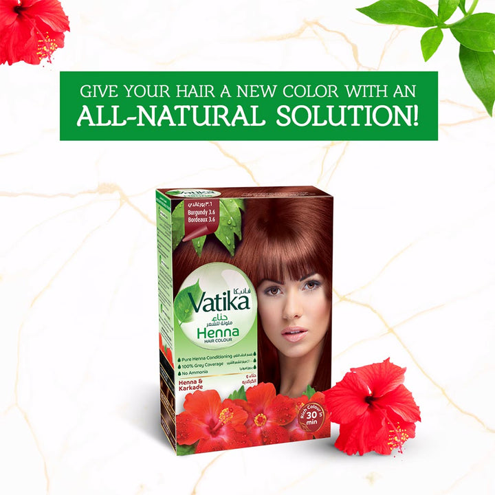 Dabur Vatika Henna Hair Color Burgundy 3.6 10g - Easy Pharmacy LLC