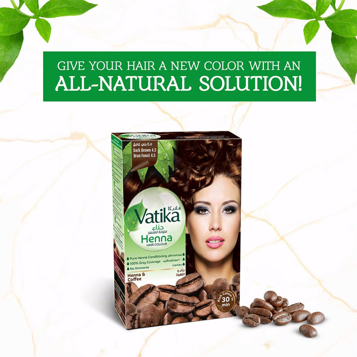 Dabur Vatika Henna Hair Color Dark Brown 4.5g 10g - Easy Pharmacy LLC