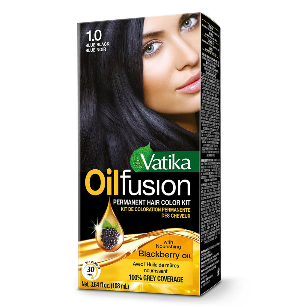 Dabur Vatika Oil Fusion Permanent Hair Color Kit- Blue Black 108ml - Easy Pharmacy LLC