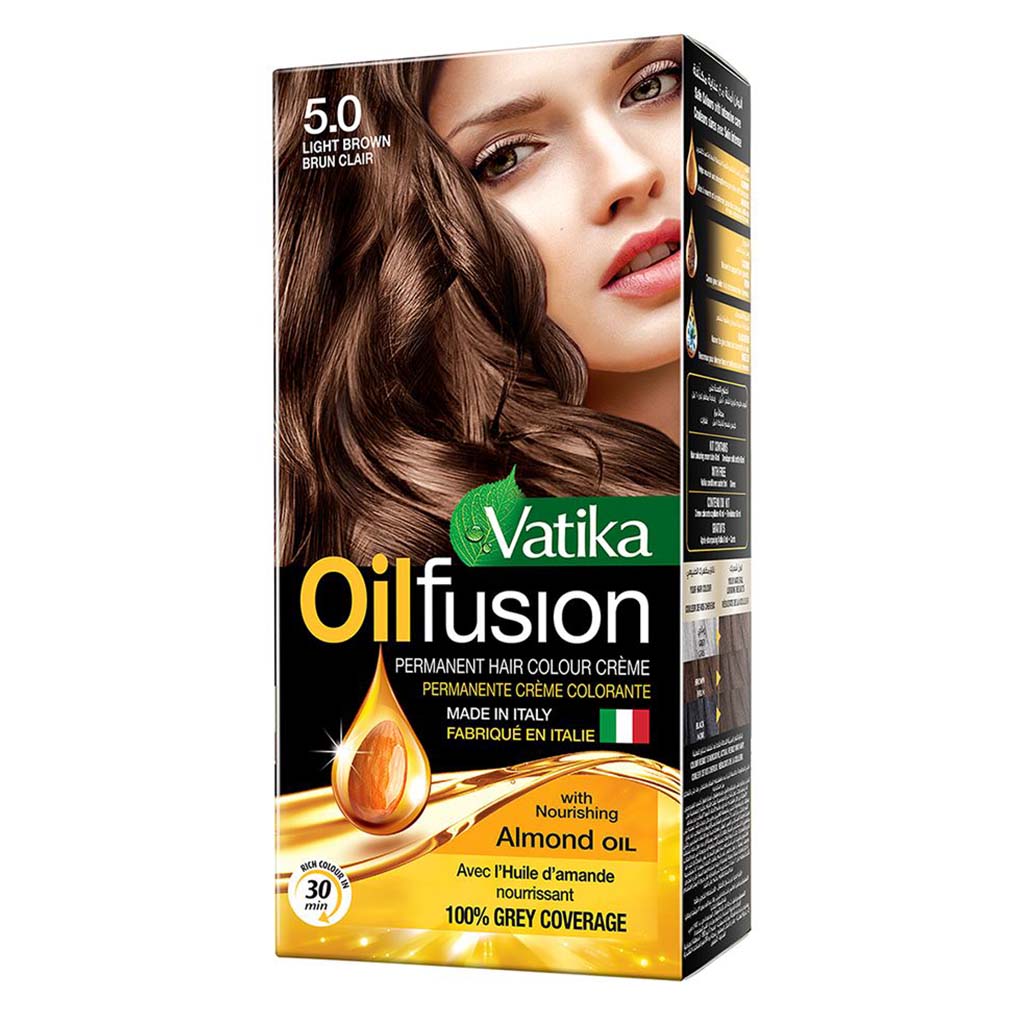 Dabur Vatika Oil Fusion Permanent Hair Color Light Brown 108ml - Easy Pharmacy LLC