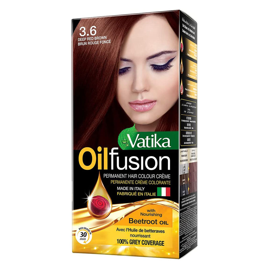 Dabur Vatika Oil Fusion Permanent Hair Color Deep Red Brown 108ml - Easy Pharmacy LLC