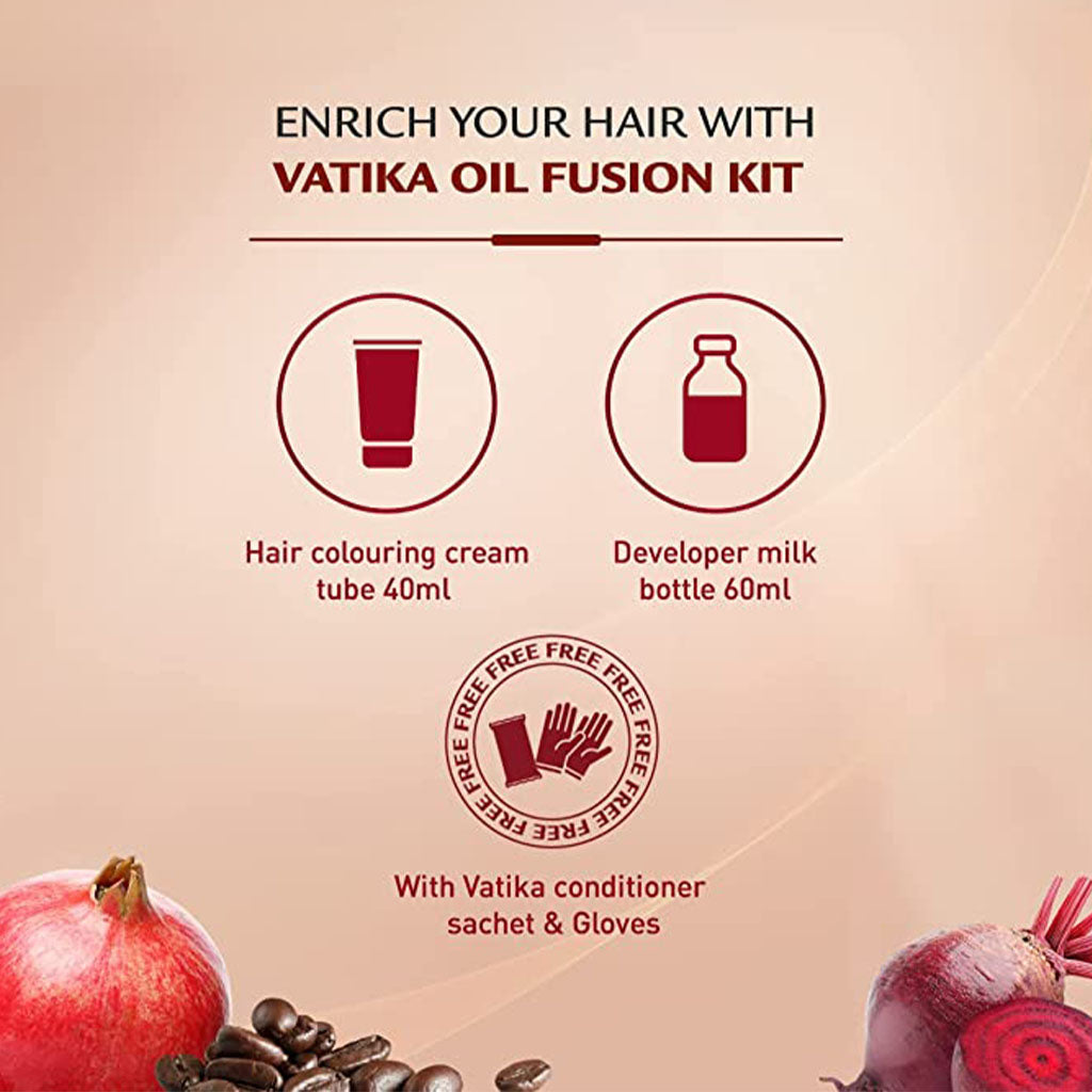 Dabur Vatika Oil Fusion Permanent Hair Color Deep Red Brown 108ml - Easy Pharmacy LLC