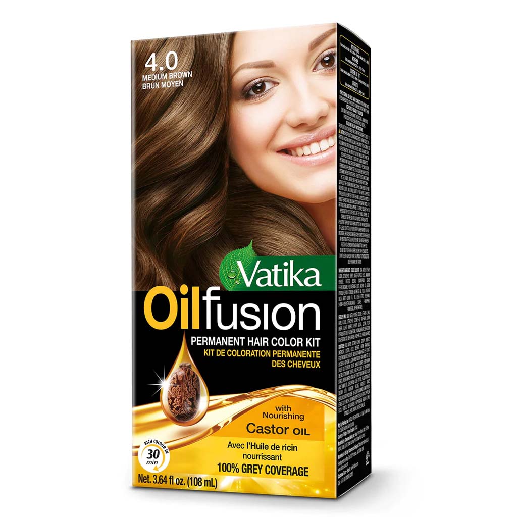 Dabur Vatika Oil Fusion Permanent Hair Color Medium Brown 108ml - Easy Pharmacy LLC