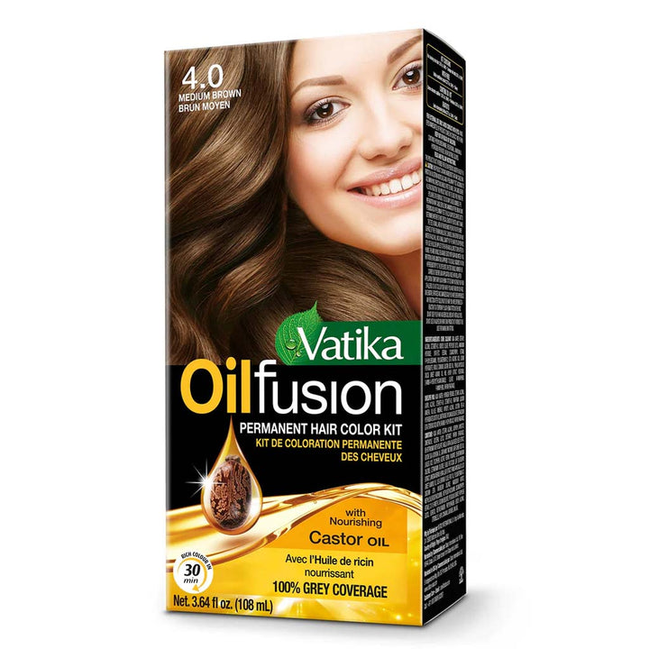 Dabur Vatika Oil Fusion Permanent Hair Color Medium Brown 108ml - Easy Pharmacy LLC