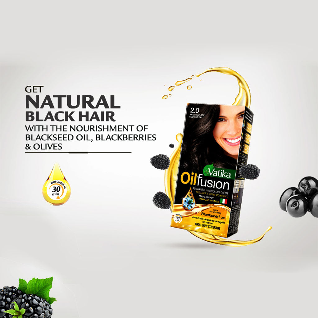 Dabur Vatika Oil Fusion Permanent Hair Color Black 108ml - Easy Pharmacy LLC