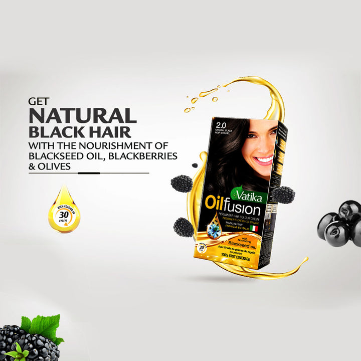 Dabur Vatika Oil Fusion Permanent Hair Color Black 108ml - Easy Pharmacy LLC
