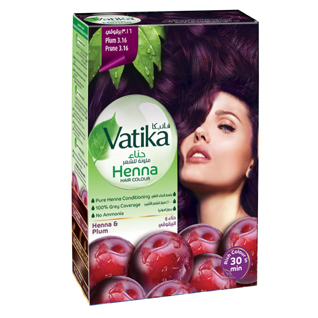 Dabur Vatika Ammonia Free Henna Hair Color 3.16 Plum 10g - Easy Pharmacy LLC