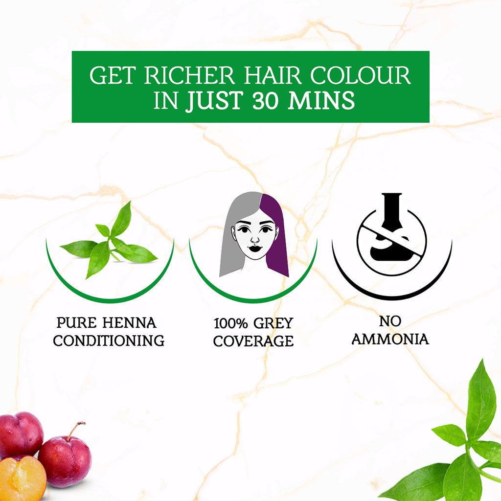 Dabur Vatika Ammonia Free Henna Hair Color 3.16 Plum 10g - Easy Pharmacy LLC