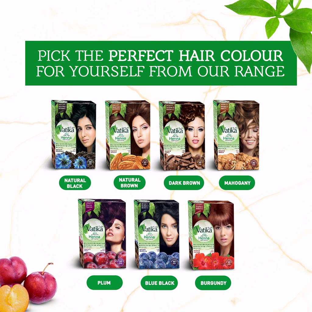 Dabur Vatika Ammonia Free Henna Hair Color 3.16 Plum 10g - Easy Pharmacy LLC