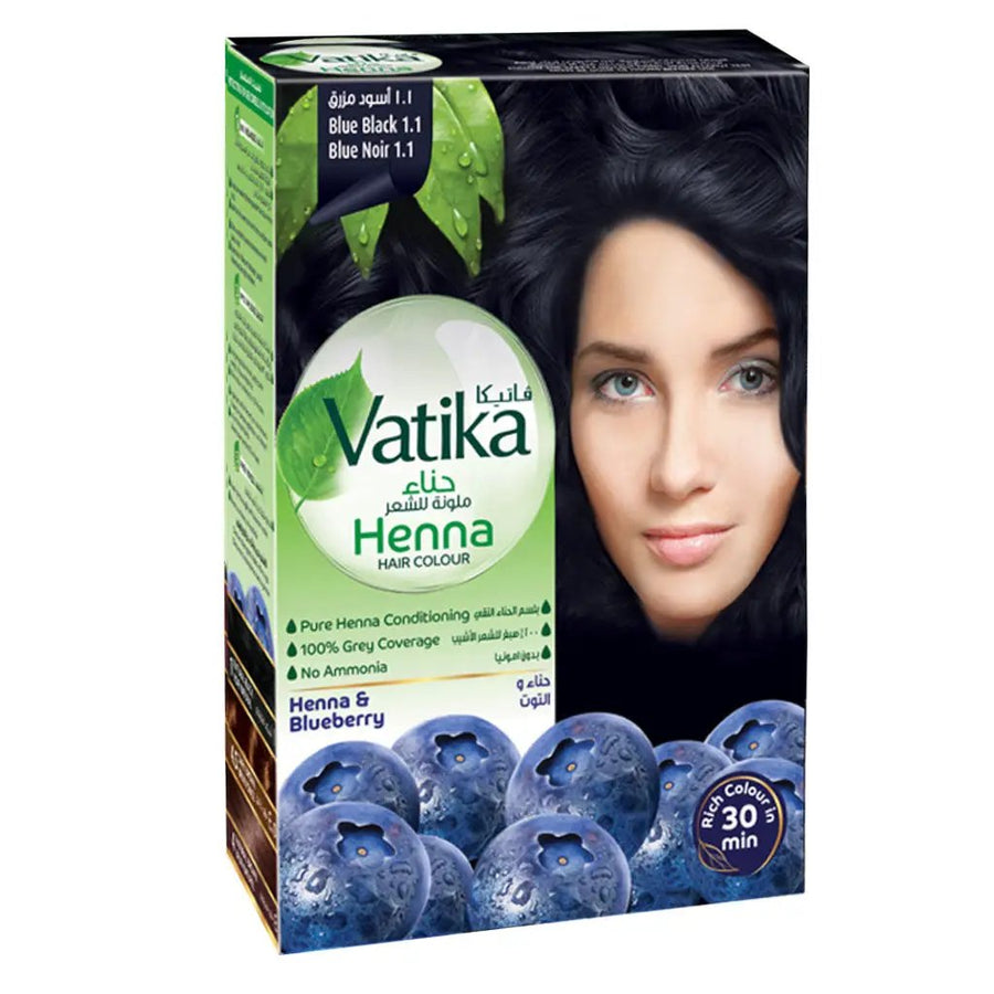 Dabur Vatika Ammonia Free Henna Hair Color 1.1 Blue Black 10g