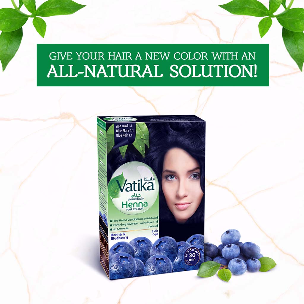 Dabur Vatika Ammonia Free Henna Hair Color 1.1 Blue Black 10g - Easy Pharmacy LLC