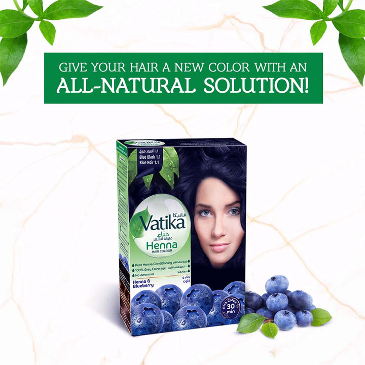 Dabur Vatika Ammonia Free Henna Hair Color 1.1 Blue Black 10g - Easy Pharmacy LLC