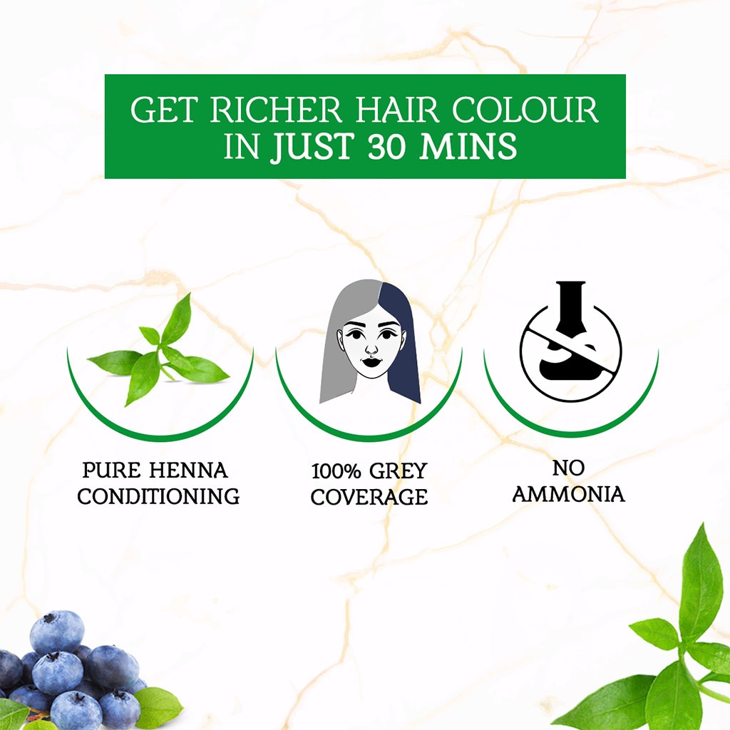 Dabur Vatika Ammonia Free Henna Hair Color 1.1 Blue Black 10g - Easy Pharmacy LLC