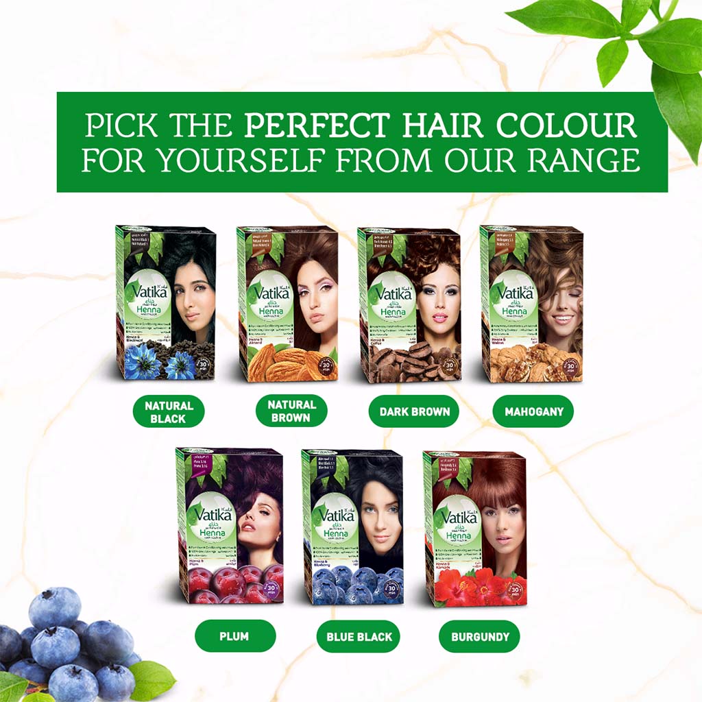 Dabur Vatika Ammonia Free Henna Hair Color 1.1 Blue Black 10g - Easy Pharmacy LLC