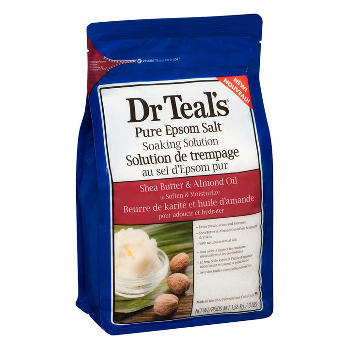 Dr Teal's Pure Epsom Salt Soaking Solution Shea Butter And Almond Oil 1036 g - Easy Pharmacy LLC