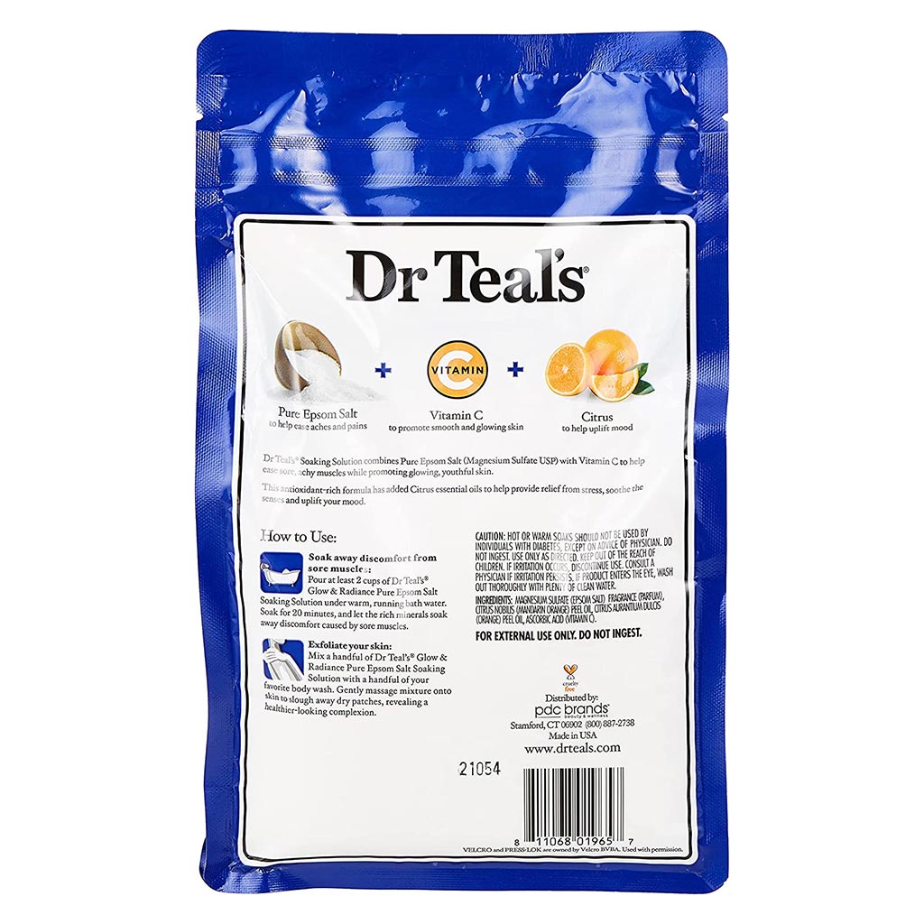 Dr Teal's Pure Epsom Salt Soaking Solution Vitamin C And Citrus Essential Oils 1036 g - Easy Pharmacy LLC