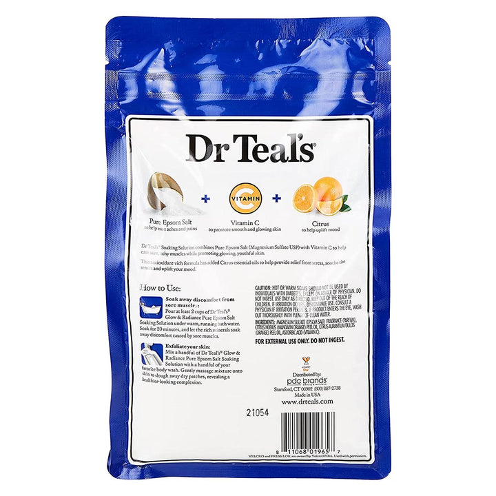 Dr Teal's Pure Epsom Salt Soaking Solution Vitamin C And Citrus Essential Oils 1036 g - Easy Pharmacy LLC