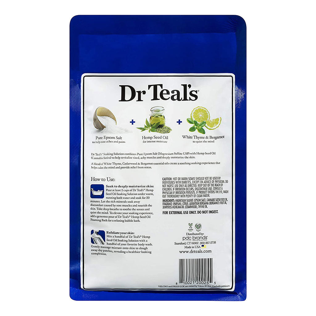 Dr Teal's Pure Epsom Salt Soaking Solution Hemp Seed Oil 1036 g - Easy Pharmacy LLC