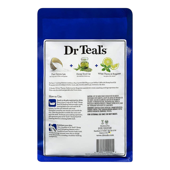 Dr Teal's Pure Epsom Salt Soaking Solution Hemp Seed Oil 1036 g - Easy Pharmacy LLC