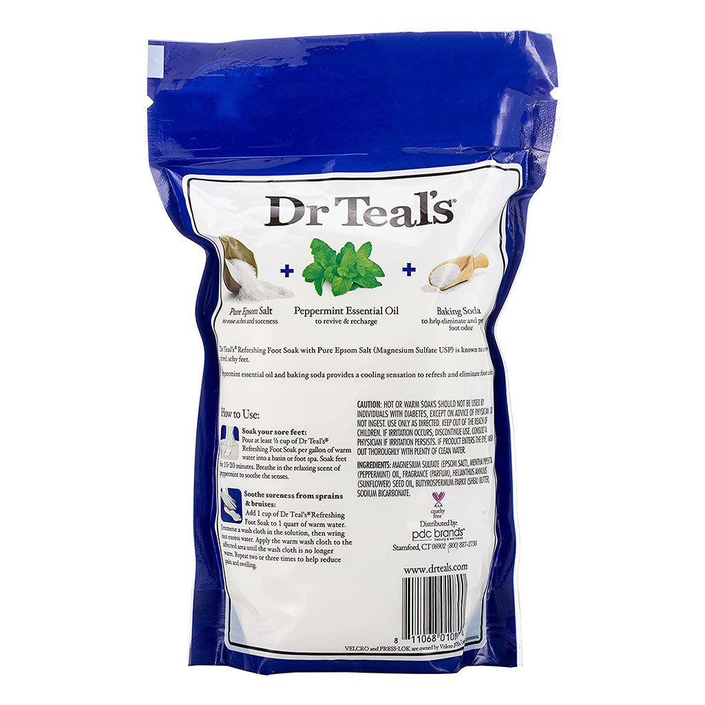 Dr Teal's Pure Epsom Salt Refreshing Foot Soak With Cooling Peppermint 909 g - Easy Pharmacy LLC