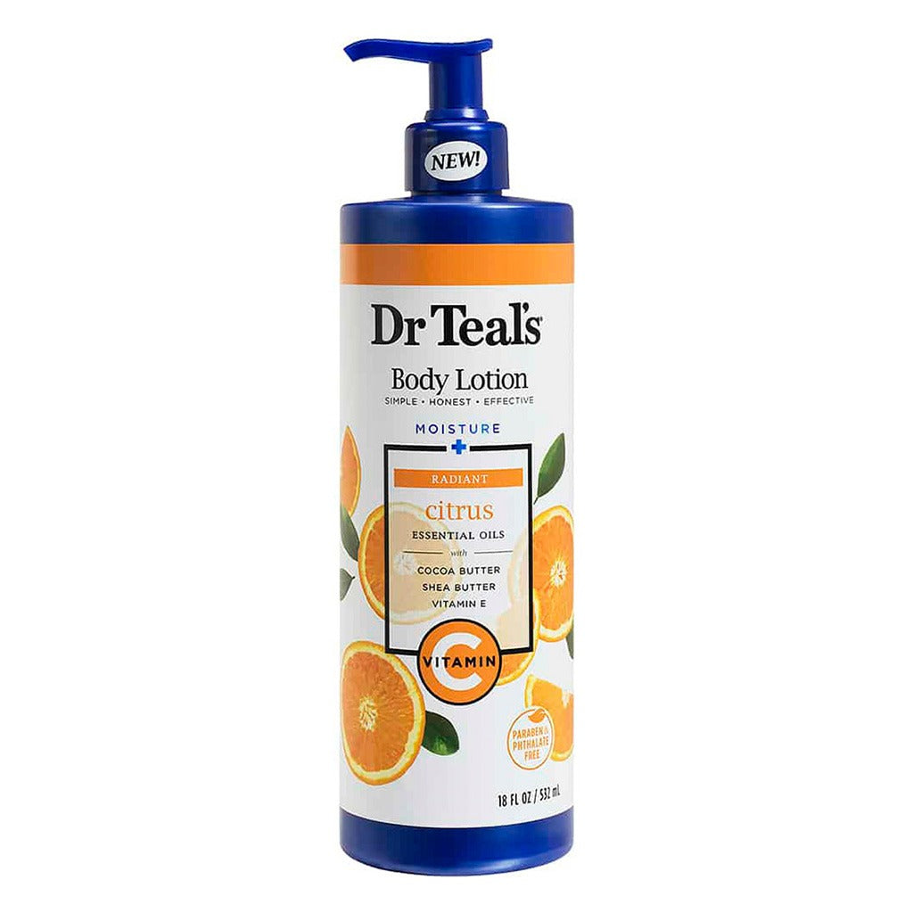 Dr Teal's Moisture + Radiant Vitamin-C Citrus Essential Oil Body Lotionn 532 mL - Easy Pharmacy LLC
