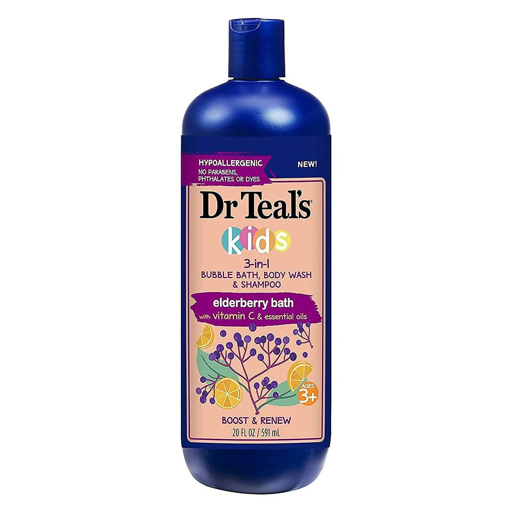 Dr Teal's Kids 3 In 1 Bubble Bath, Body Wash & Shampoo, Elderberry Bath With Vitamin C & Essential Oils 591ml - Easy Pharmacy LLC