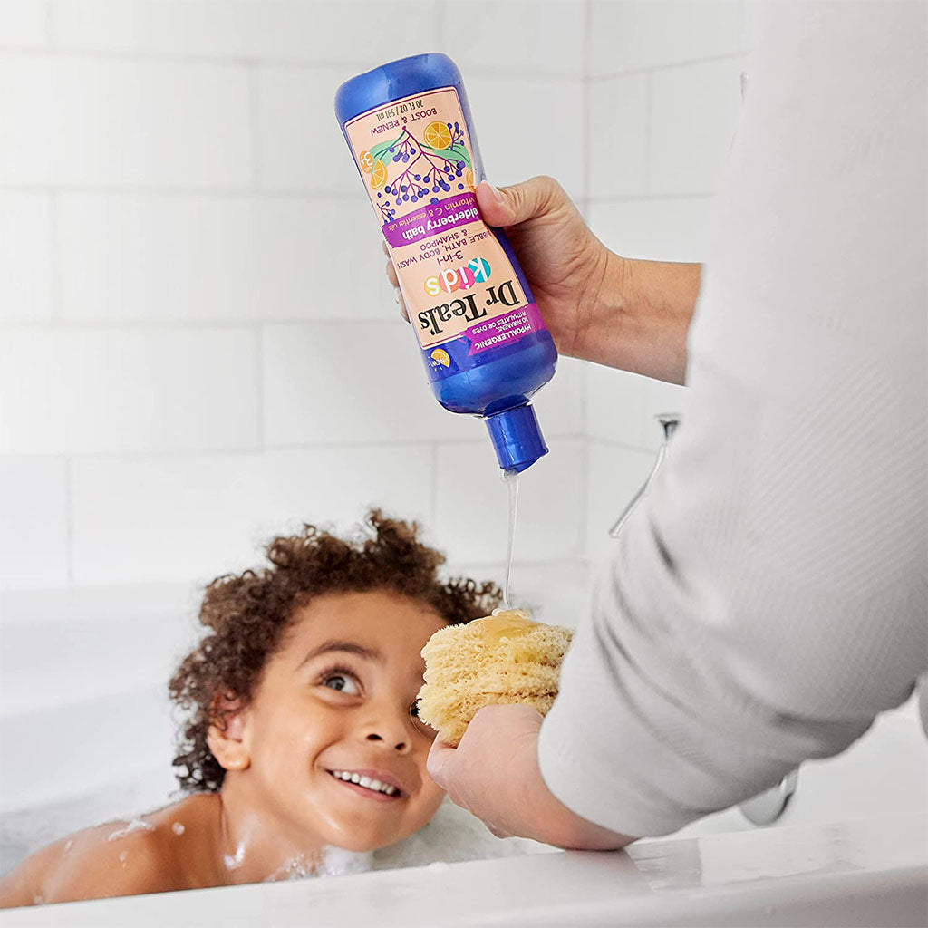 Dr Teal's Kids 3 In 1 Bubble Bath, Body Wash & Shampoo, Elderberry Bath With Vitamin C & Essential Oils 591ml - Easy Pharmacy LLC