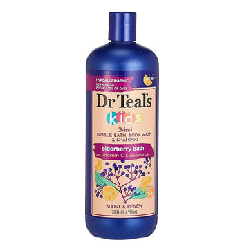 Dr Teal's Kids 3 In 1 Bubble Bath, Body Wash And Shampoo Elderberry Bath With Vitamin C 591 ml