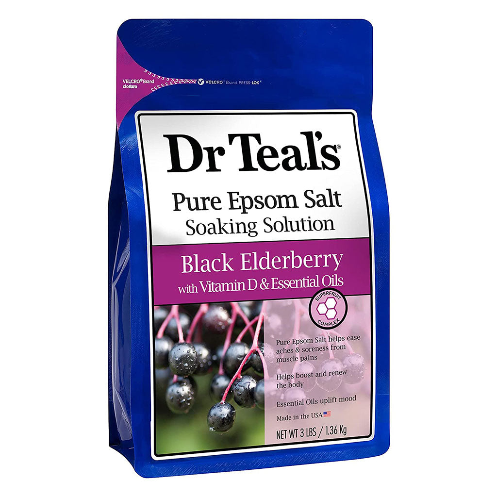 Dr Teal's Pure Epsom Salt Soaking Solution Black Elderberry With Vitamin D & Essential Oils 1036 g - Easy Pharmacy LLC