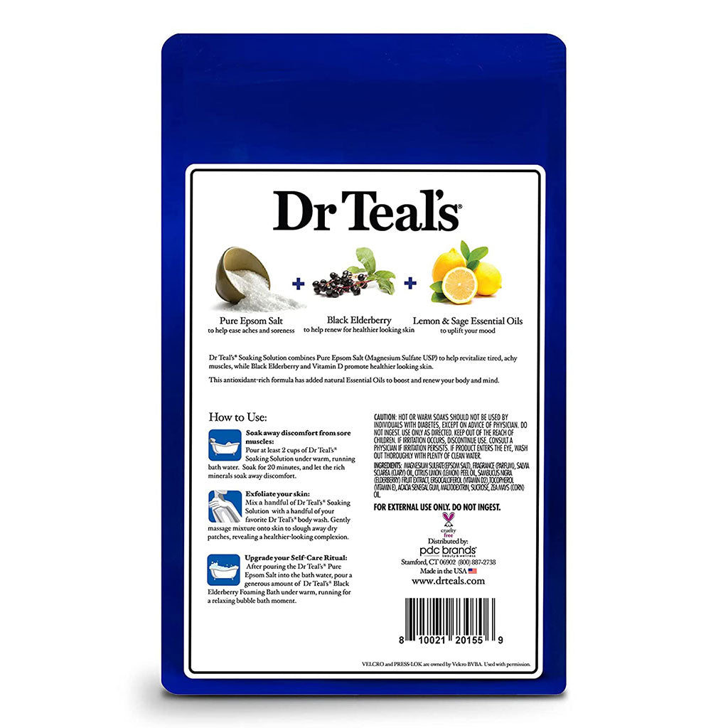 Dr Teal's Pure Epsom Salt Soaking Solution Black Elderberry With Vitamin D & Essential Oils 1036 g - Easy Pharmacy LLC