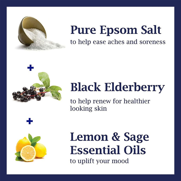 Dr Teal's Pure Epsom Salt Soaking Solution Black Elderberry With Vitamin D & Essential Oils 1036 g - Easy Pharmacy LLC