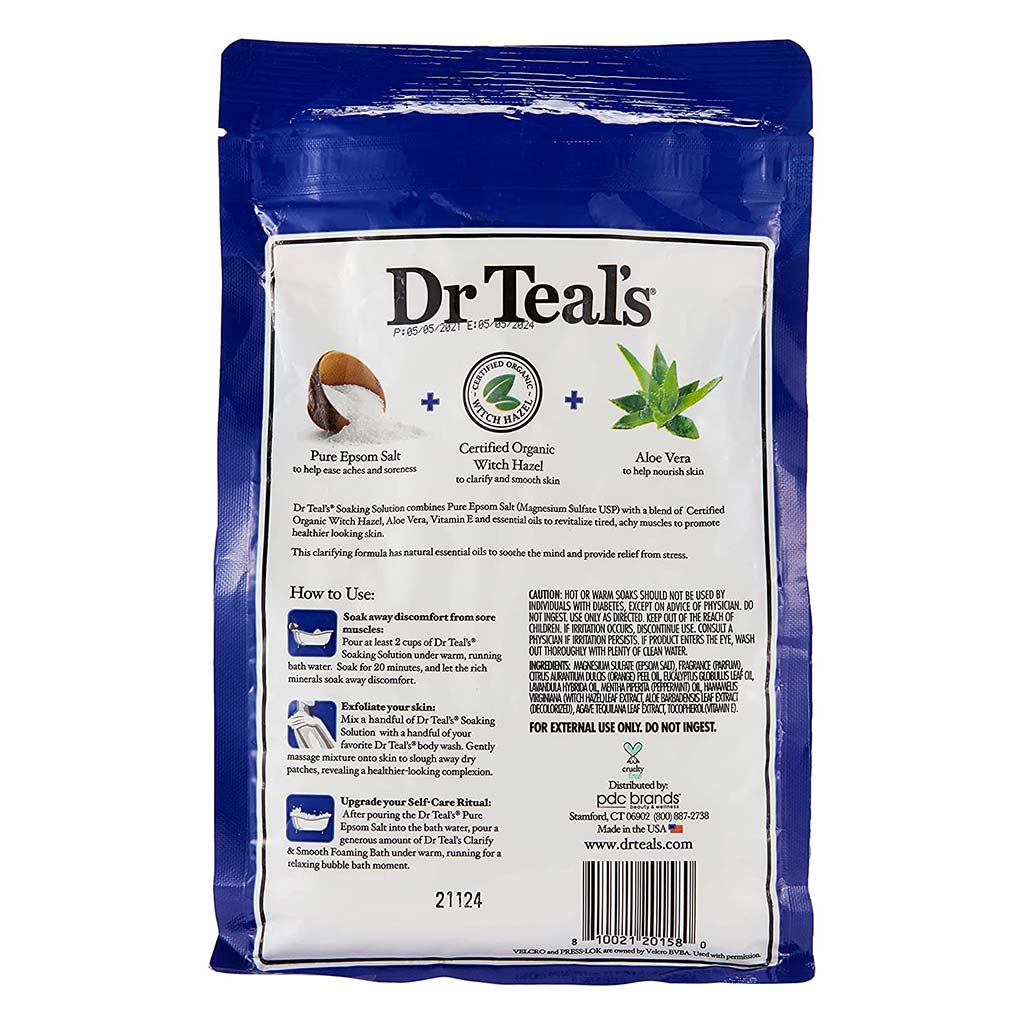 Dr Teal's Pure Epsom Salt Soaking Solution Witch Hazel, Aloe Vera & Essential Oil 1036 g - Easy Pharmacy LLC