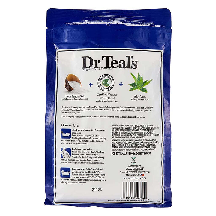 Dr Teal's Pure Epsom Salt Soaking Solution Witch Hazel, Aloe Vera & Essential Oil 1036 g - Easy Pharmacy LLC