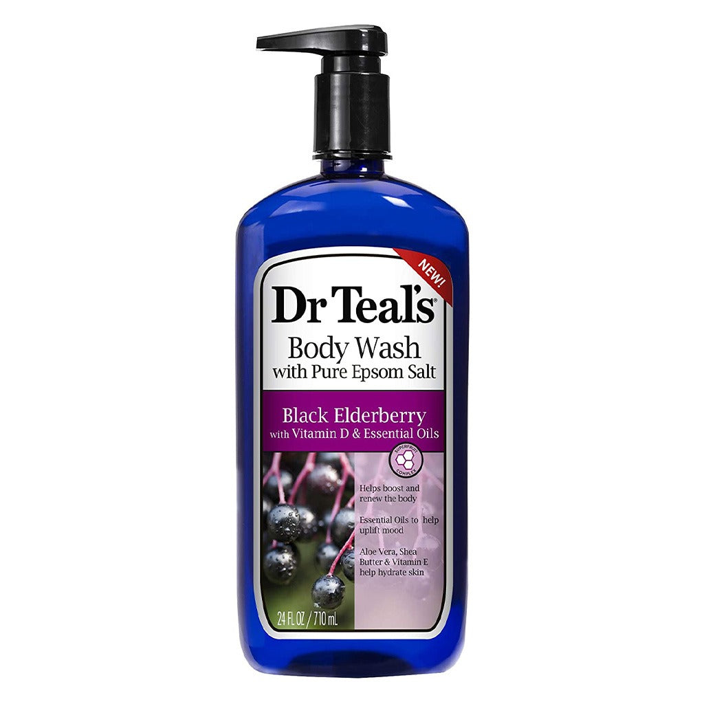 Dr Teal's Pure Epsom Salt Body Wash with Black Elderberry 710 mL - Easy Pharmacy LLC