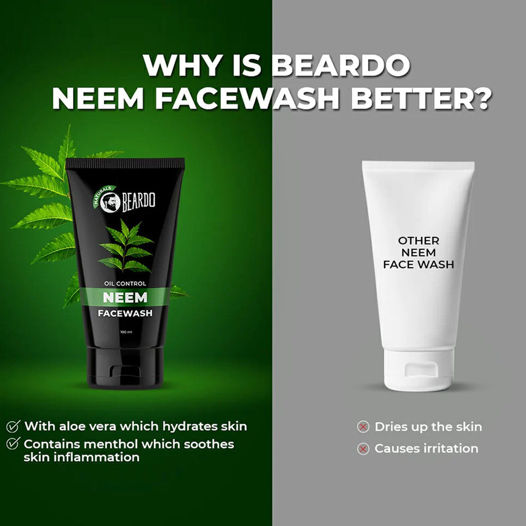 Beardo Naturals Men's Oil Control Neem Face Wash 100ml - Easy Pharmacy LLC