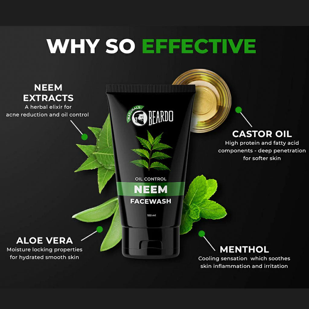 Beardo Naturals Men's Oil Control Neem Face Wash 100ml - Easy Pharmacy LLC