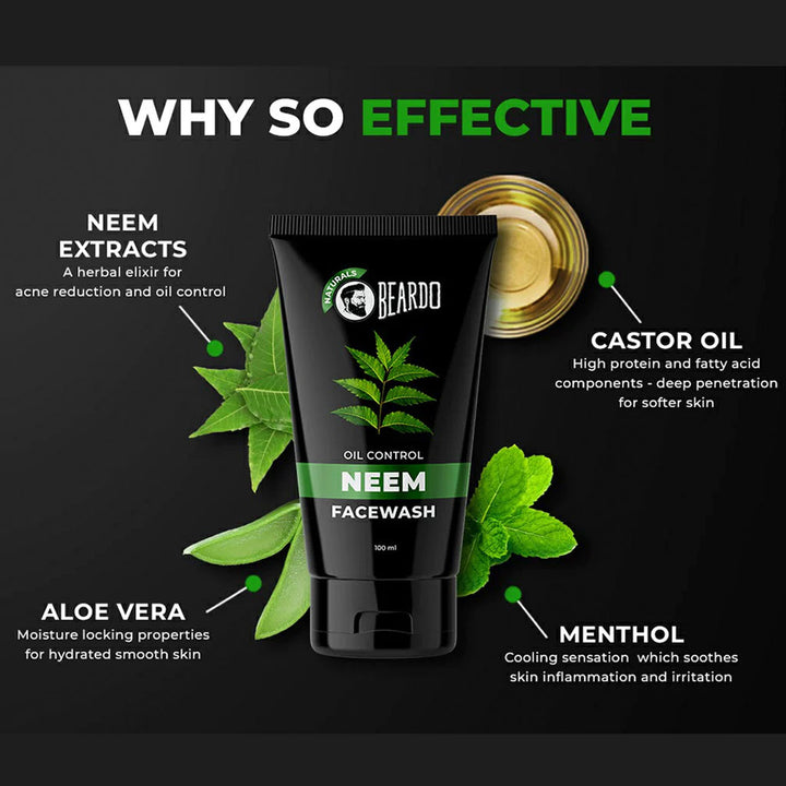 Beardo Naturals Men's Oil Control Neem Face Wash 100ml - Easy Pharmacy LLC
