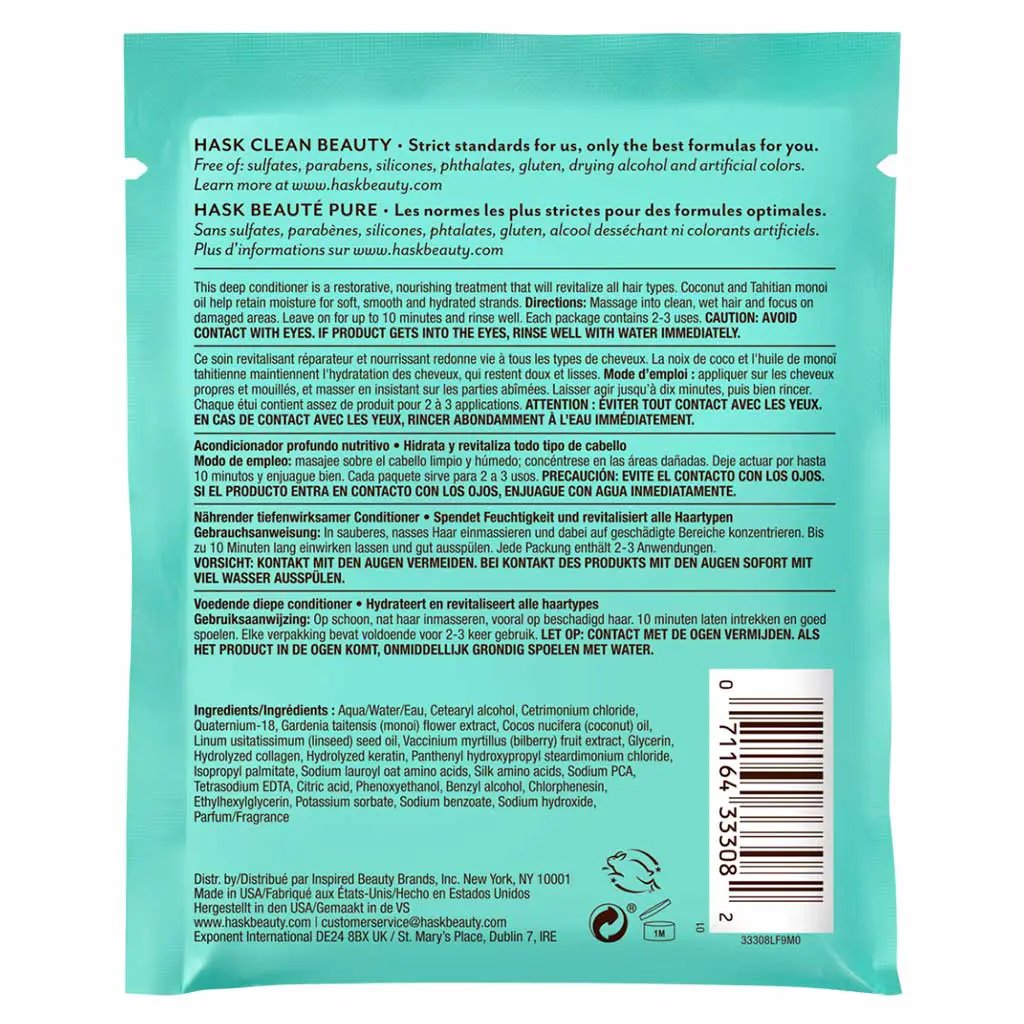 Hask Monoi Coconut Oil Nourishing Deep Conditioner For All Hair types 50 g