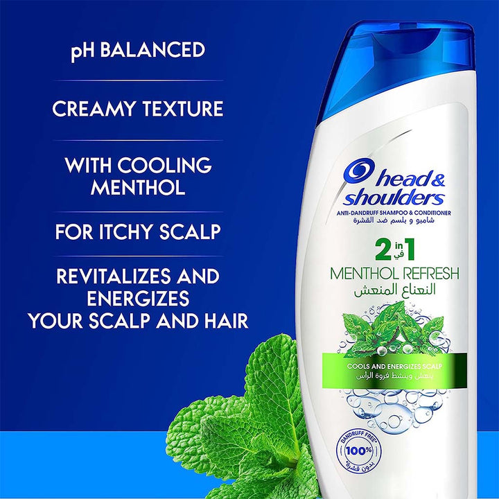 Head & Shoulders 2 In 1 Menthol Refresh Anti-Dandruff Shampoo And Conditioner 400ml - Easy Pharmacy LLC
