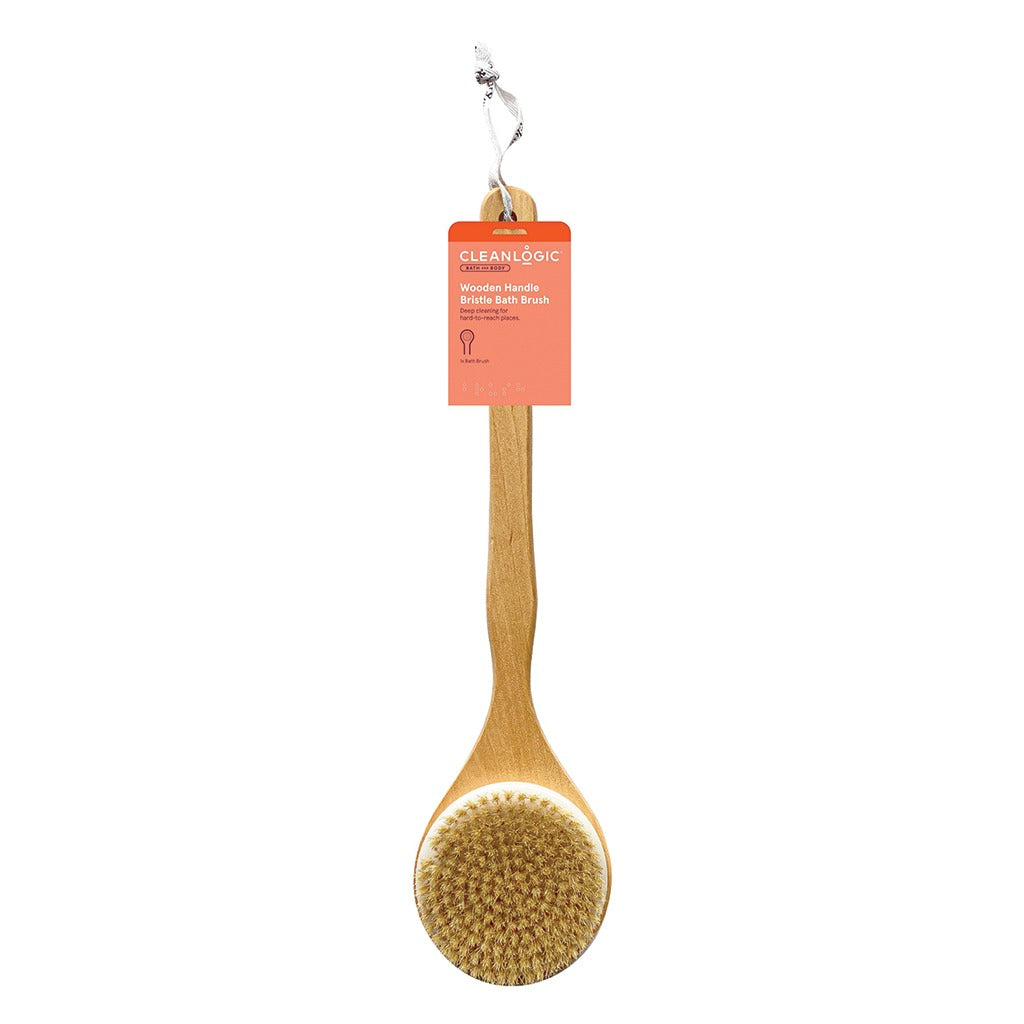 Cleanlogic Bath & Body Wooden Handle Bristle Bath Brush CL-1 - Easy Pharmacy LLC