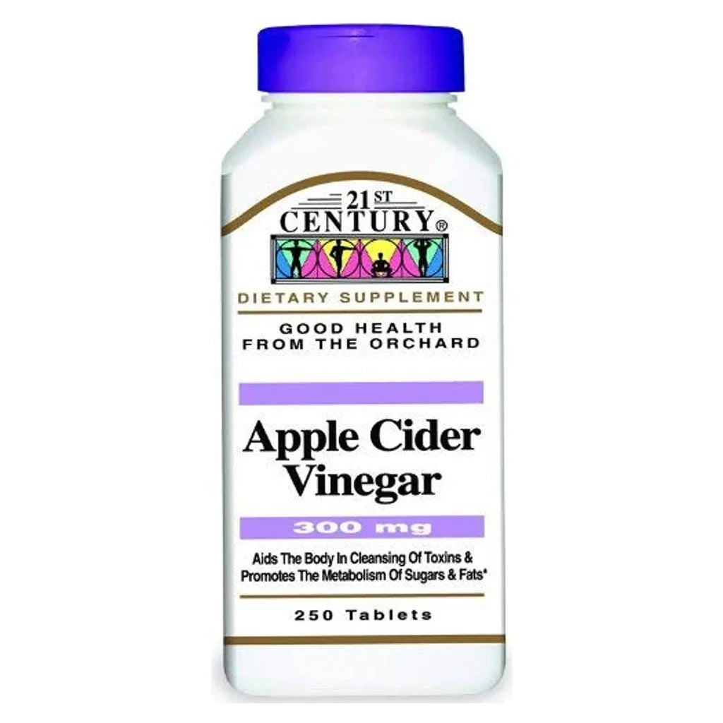 21st Century Apple Cider Vinegar 300mg Tablets For Detoxification & Metabolism Support, Pack of 250's - Easy Pharmacy LLC