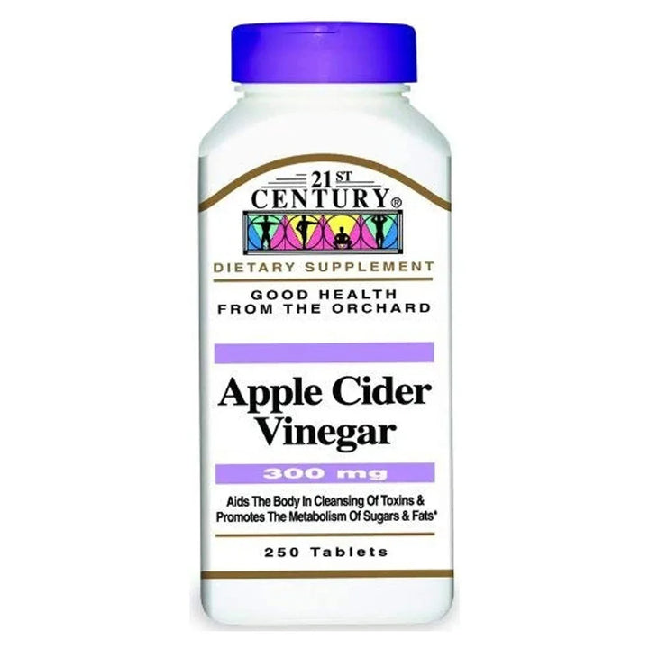 21st Century Apple Cider Vinegar 300mg Tablets For Detoxification & Metabolism Support, Pack of 250's - Easy Pharmacy LLC