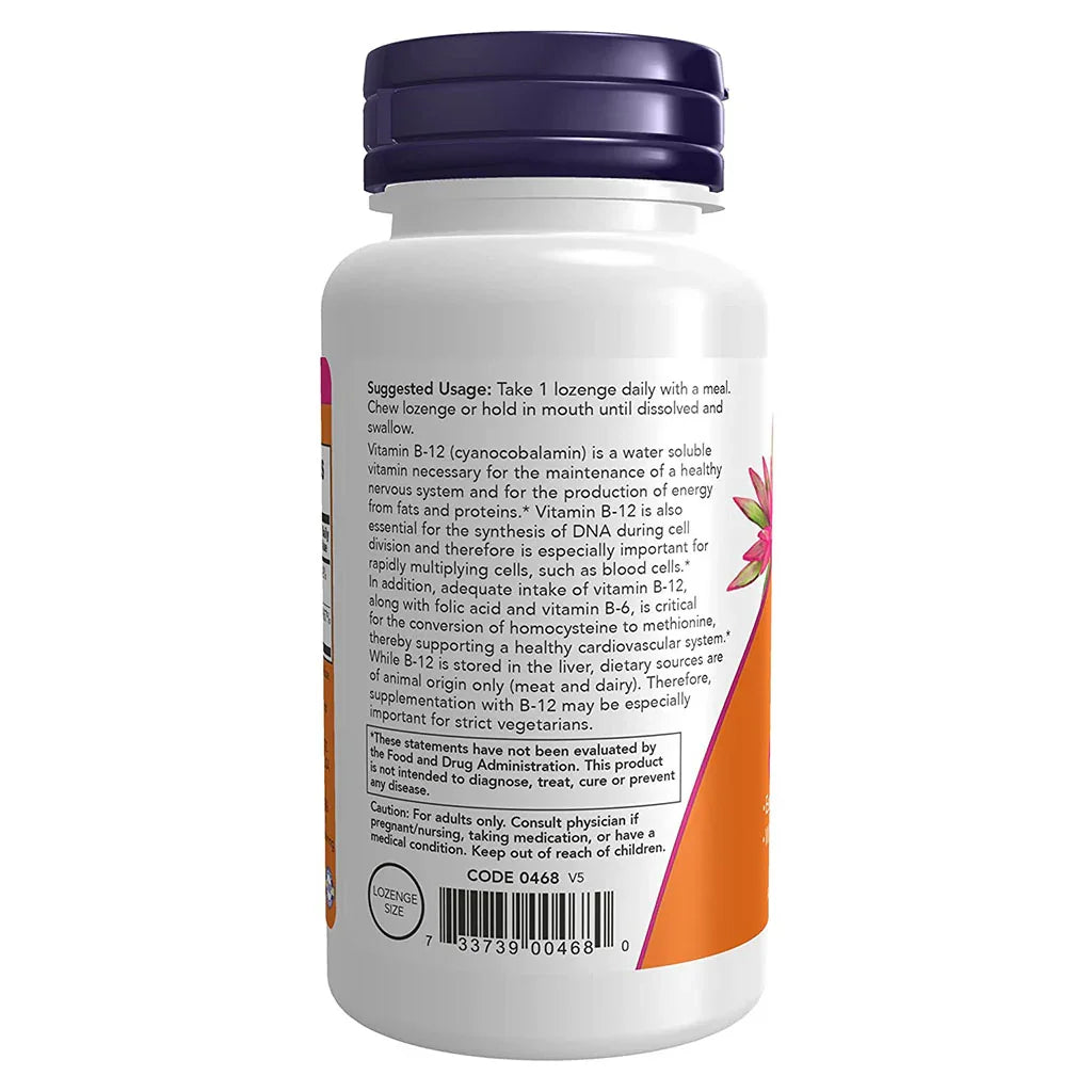 Now B-12 1000 mcg Lozenges With Folic Acid For Energy Production & Healthy Nervous System, Pack of 250's - Easy Pharmacy LLC