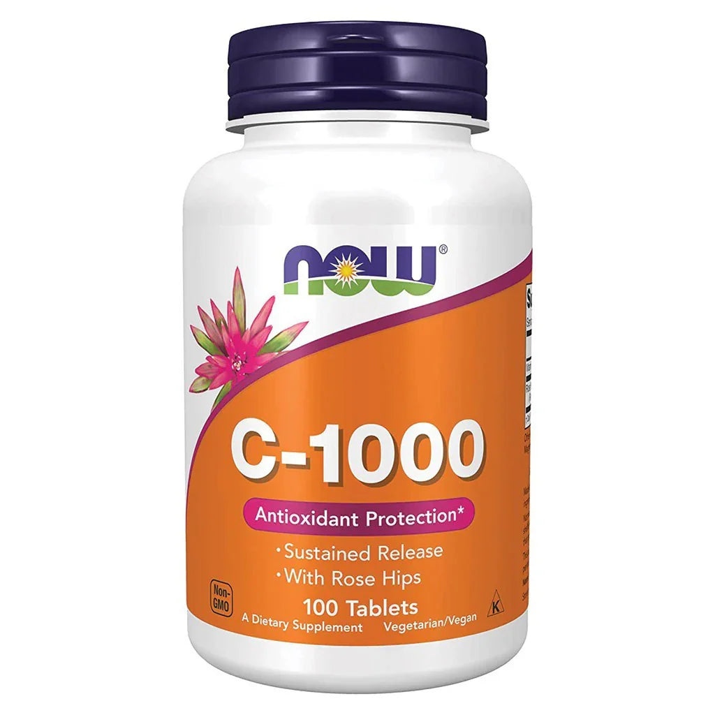 Now Vitamin C 1000mg Sustained Release Tablets With Rose Hips For Antioxidant Protection & Immune Support, Pack of 100's - Easy Pharmacy LLC