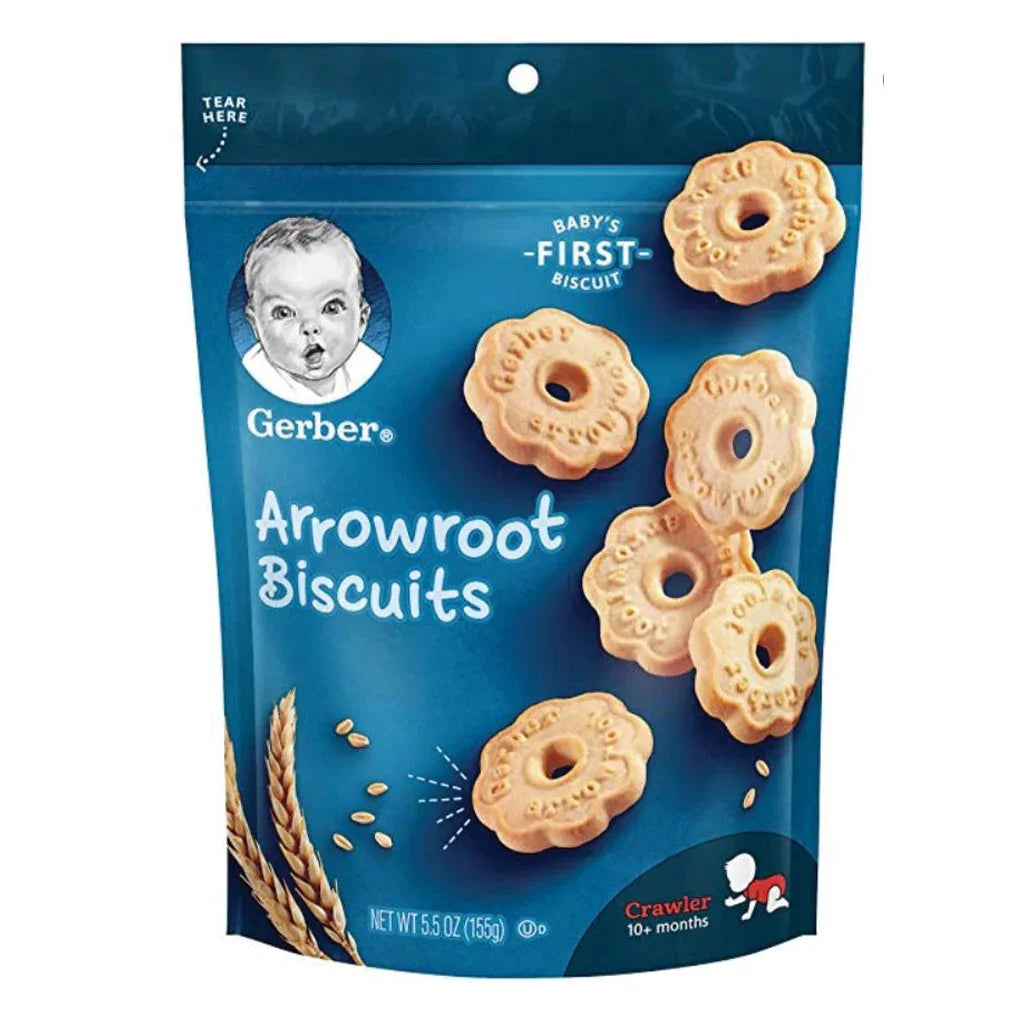 Gerber Snacks For Crawler 10+ Months Arrowroot Biscuits 155 g - Easy Pharmacy LLC