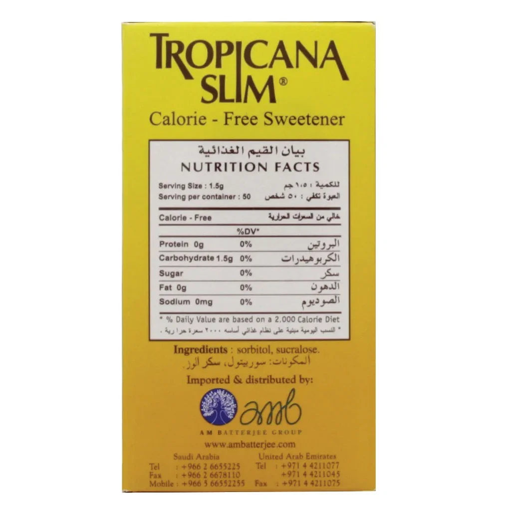 Tropicana Slim® Calorie Free Sweetener Stick 50's - Easy Pharmacy LLC