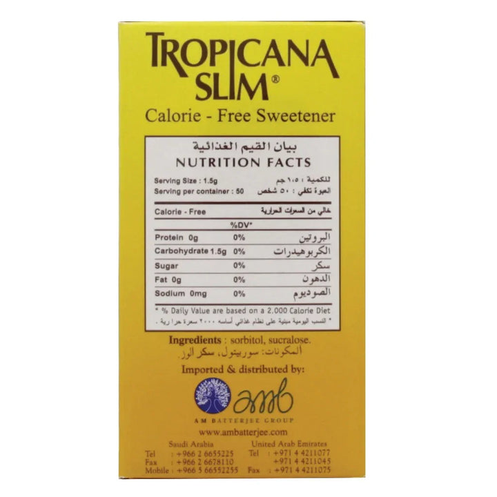 Tropicana Slim® Calorie Free Sweetener Stick 50's - Easy Pharmacy LLC